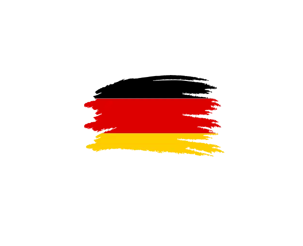 Deutsche Flagge, gemalt mit Pinselstrichen in schwarzen, roten und goldenen horizontalen Streifen.