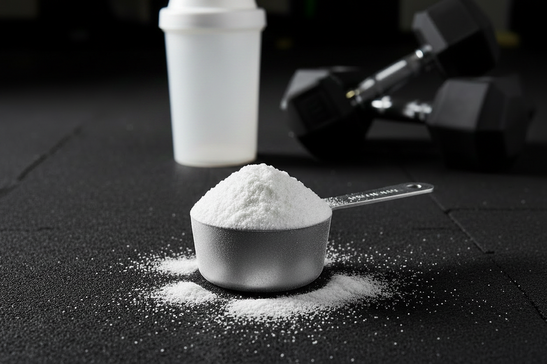 Kreatin-Monohydrat auf Dosierlöffel